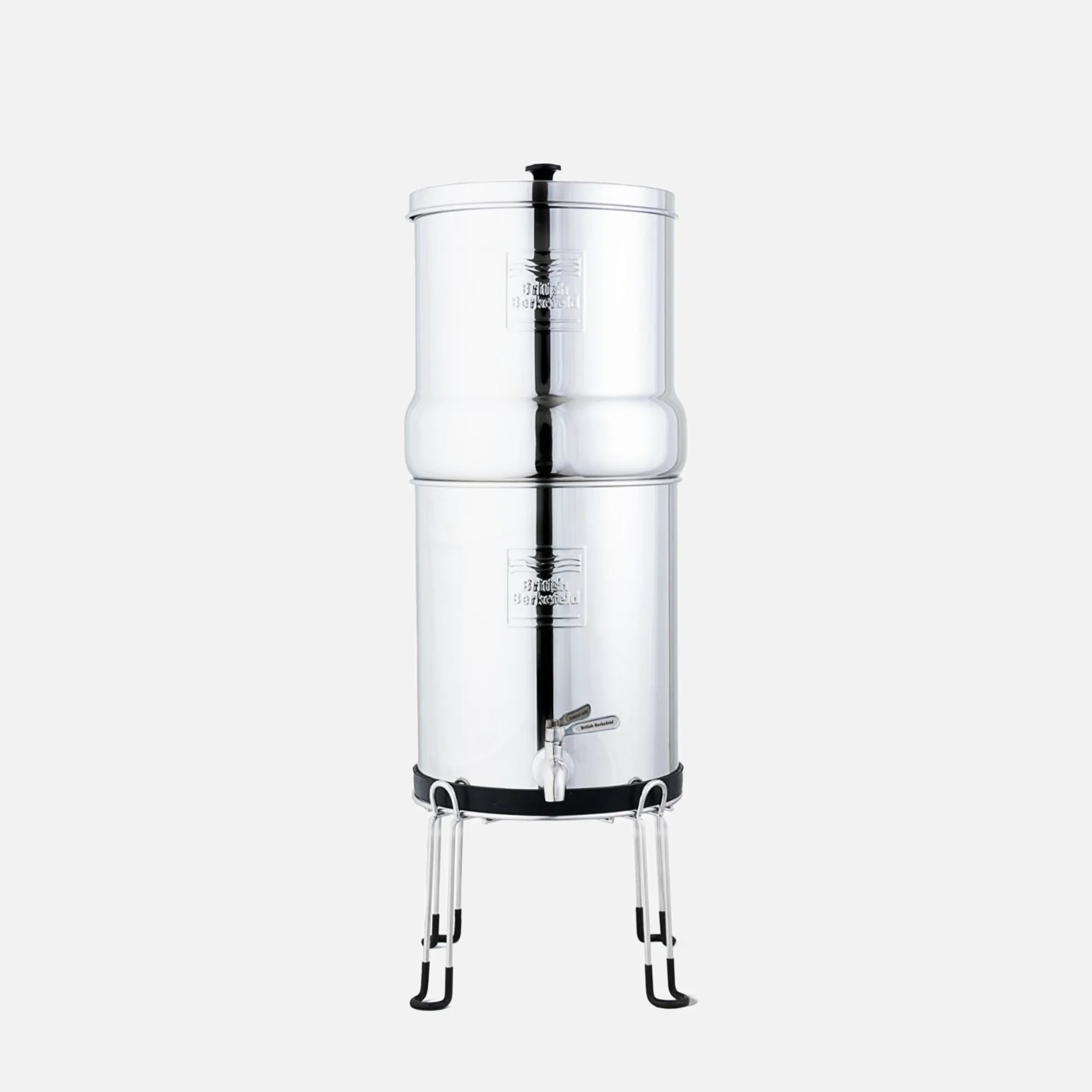 British Berkefeld 8.5L Portable Benchtop Gravity Water Filter | Removes Fluoride Chlorine Microplastics And More | Polished Stainless Steel