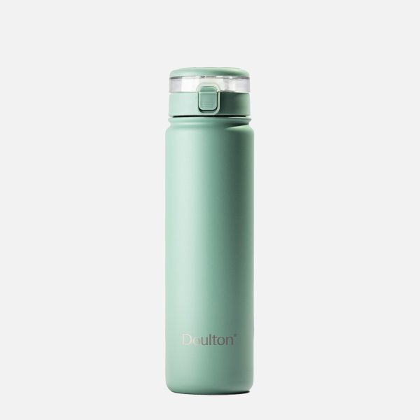 Doulton 0.7L Water Bottle With Filter | Removes Chlorine Microplastics Heavy Metals | Portable Travel Water Filter | Stainless Steel | Green